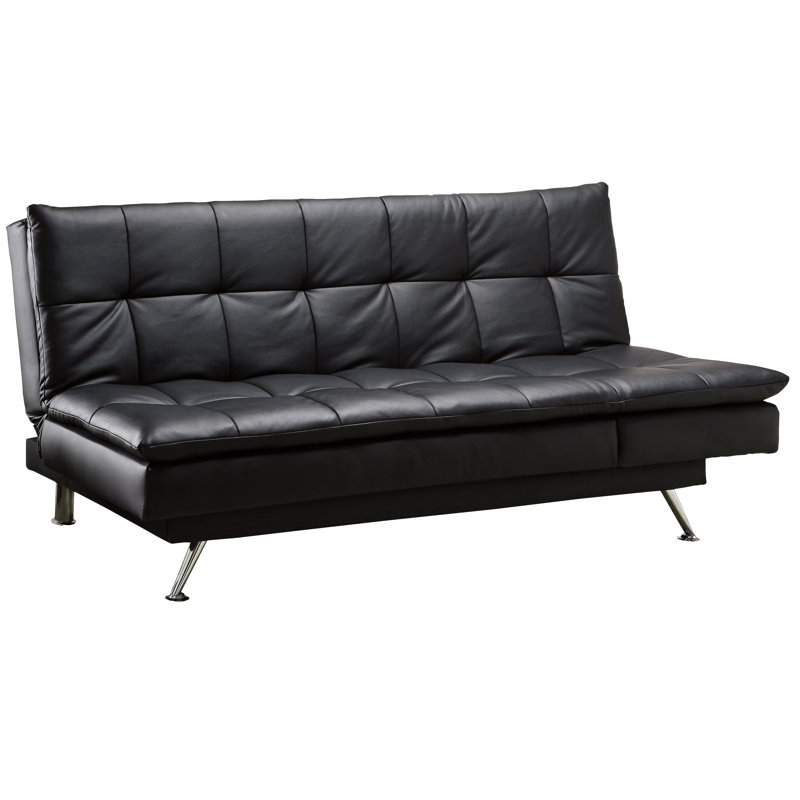 Latitude Run Black Leather Sleeper Sofa & Reviews Wayfair